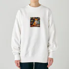 ドット絵ねこさんの読書猫さん Heavyweight Crew Neck Sweatshirt