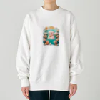 りんりんの可愛いシロクマちゃんショップ　かわいいよ！の水遊びをしている白熊 Heavyweight Crew Neck Sweatshirt