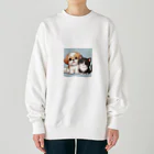 ワンコとにゃんちゃんズのシーズーと白黒にゃんこ Heavyweight Crew Neck Sweatshirt