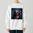 AQUAMETAVERSEのサングラスをかけた、かわいい犬 Marsa 106 Heavyweight Crew Neck Sweatshirt