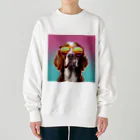 AQUAMETAVERSEのサングラスをかけた、かわいい犬 Marsa 106 Heavyweight Crew Neck Sweatshirt