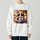 TomaTracksの骨をくわえた猫ちゃん Heavyweight Crew Neck Sweatshirt