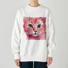 キャツアイのピンクの猫ちゃんやで Heavyweight Crew Neck Sweatshirt