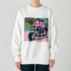 レブルおばさんのぽっちゃりおばちゃんライダー Heavyweight Crew Neck Sweatshirt