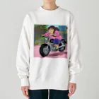 レブルおばさんのぽっちゃりおばちゃんライダー Heavyweight Crew Neck Sweatshirt