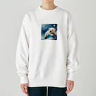 りんりんの可愛いシロクマちゃんショップ　かわいいよ！のボールを守っている白熊 Heavyweight Crew Neck Sweatshirt