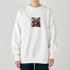 だんのんのカラフルメガネをかけた猫 Heavyweight Crew Neck Sweatshirt