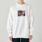 スポーツにゃんこ大戦争のバスケットボールにゃんこ Heavyweight Crew Neck Sweatshirt