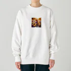 パパネコのキャットandフラワー Heavyweight Crew Neck Sweatshirt