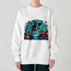 かるるんショップの骸骨紳士シリーズ　雨ニモマケズ、風ニモマケズ Heavyweight Crew Neck Sweatshirt