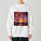 ikeikeikedaの街を照らす夕陽（景色シリーズ） Heavyweight Crew Neck Sweatshirt