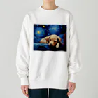 Dog Art Museumの【星降る夜 - ラブラドールレトリバー犬の子犬 No.1】 Heavyweight Crew Neck Sweatshirt