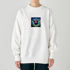 たんたん狸の不気味で可愛い森の不気味で可愛いバイソン001 Heavyweight Crew Neck Sweatshirt