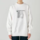 猫集めの爽やかな女性が描かれた線画 Heavyweight Crew Neck Sweatshirt