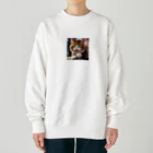 oz-chanの何かしようとしてる猫 Heavyweight Crew Neck Sweatshirt