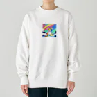 オーロラの里のカラフルタイガーちゃんのサーフィン Heavyweight Crew Neck Sweatshirt