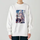 巫女スタぐらむの日本刀をもった美少女 Heavyweight Crew Neck Sweatshirt