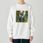 ぱぴぷSHOPのサックスを吹くシカ Heavyweight Crew Neck Sweatshirt