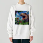 AQUAMETAVERSEの恐竜と少年　なでしこ1478 Heavyweight Crew Neck Sweatshirt