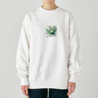 アミュペンの数学的な視点から白と緑の美しい花 Heavyweight Crew Neck Sweatshirt