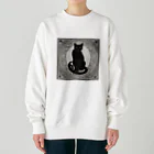 動物デザイングッズの黒猫 Heavyweight Crew Neck Sweatshirt