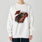 River book designのスポーティな赤い車がセンターに駐車。 Heavyweight Crew Neck Sweatshirt