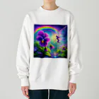 かるるんショップのアヤメと虹と妖精と Heavyweight Crew Neck Sweatshirt