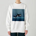 asuto_20のドット絵のシャチ Heavyweight Crew Neck Sweatshirt