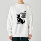 黒柴まろと茶柴たろのかわいい黒柴：マテ Heavyweight Crew Neck Sweatshirt