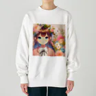 ピクセルパレットの可愛い女の子とお花10 Heavyweight Crew Neck Sweatshirt