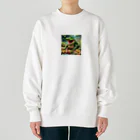 さぷの食べてるワニ Heavyweight Crew Neck Sweatshirt