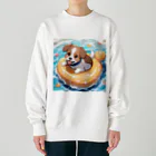 柴犬しばわんこhana873の海水浴してるワンコちゃん Heavyweight Crew Neck Sweatshirt