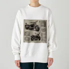 the blue seasonのクラシックバイクの設計図と計器類 Heavyweight Crew Neck Sweatshirt