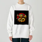 幸福龍神の幸運を呼ぶ金龍ちゃん🐉 Heavyweight Crew Neck Sweatshirt