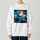 Mangetu2024の宇宙海（イルカ） Heavyweight Crew Neck Sweatshirt