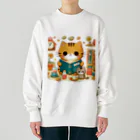 Rパンダ屋の「読書猫」グッズ Heavyweight Crew Neck Sweatshirt