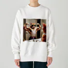 どさんこびより日和のマッスル猫 Heavyweight Crew Neck Sweatshirt