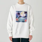 ハワイライフのイルカと満月 Heavyweight Crew Neck Sweatshirt