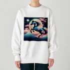 Petensi0303の飛翔する和風馬 Heavyweight Crew Neck Sweatshirt