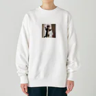 DQ9 TENSIのカーテンと遊ぶ愛らしい猫ちゃん Heavyweight Crew Neck Sweatshirt