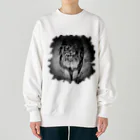 greetenのライオン　アートアニマル　モノクロ Heavyweight Crew Neck Sweatshirt