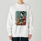 MistyStarkの着物女性の切り絵アート　―　Kimono woman paper-cutting art　ー Heavyweight Crew Neck Sweatshirt