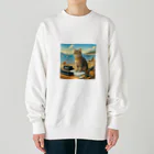 peace2024の海辺の仕事猫 Heavyweight Crew Neck Sweatshirt