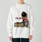 毛玉のおうちチャリティーグッズ販売suzuri部のI'M SCARED. Heavyweight Crew Neck Sweatshirt