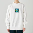 海の幸のカリブ海と船 Heavyweight Crew Neck Sweatshirt