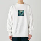 海の幸のウミガメと水流 Heavyweight Crew Neck Sweatshirt