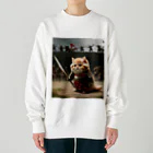 もふもふ日本史の剣もつねこ Heavyweight Crew Neck Sweatshirt