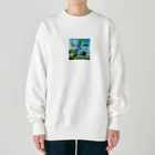 Chihiro0318の水色に舞う美しい蝶々 Heavyweight Crew Neck Sweatshirt