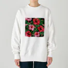 オンラインショップイエローリーフの赤色の花ハイビスカス Heavyweight Crew Neck Sweatshirt