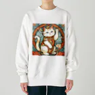 ゆまちゃんの開運雑貨屋さんの集客用子招き猫 Heavyweight Crew Neck Sweatshirt